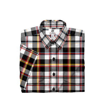 Tailored Short sleeve with hidden button and loop collar - The Kick Plaid in Pima Cotton Poplin