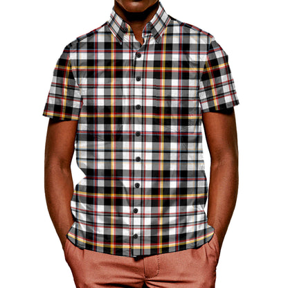 Tailored Short sleeve with hidden button and loop collar - The Kick Plaid in Pima Cotton Poplin