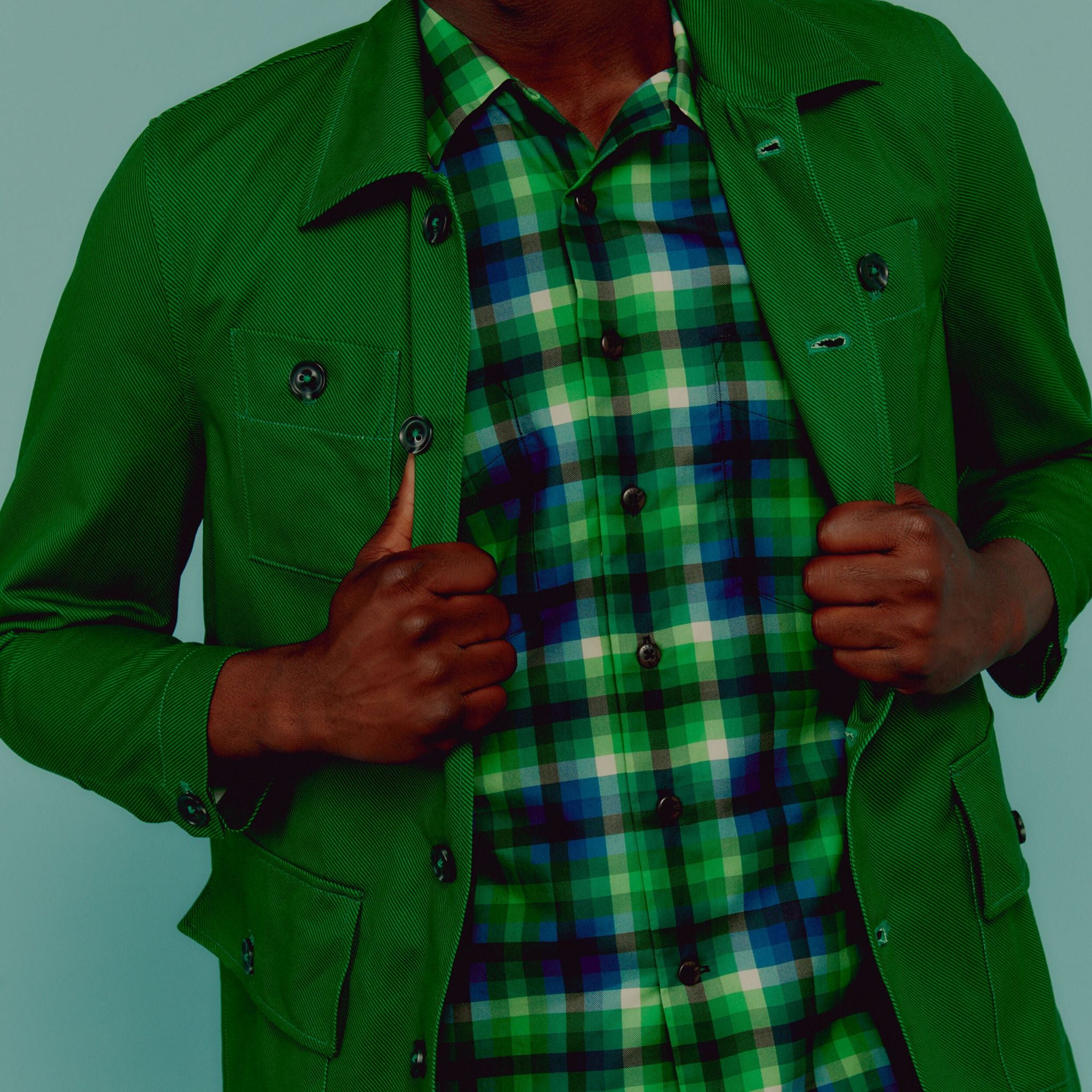 Men's Lichen Green Harris Tweed Chore Jacket