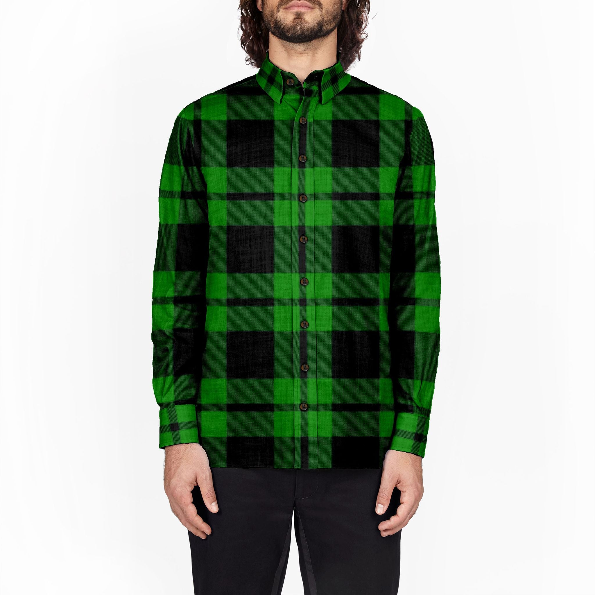 Regular Fit Flannel Shirt - Dark green/plaid - Men