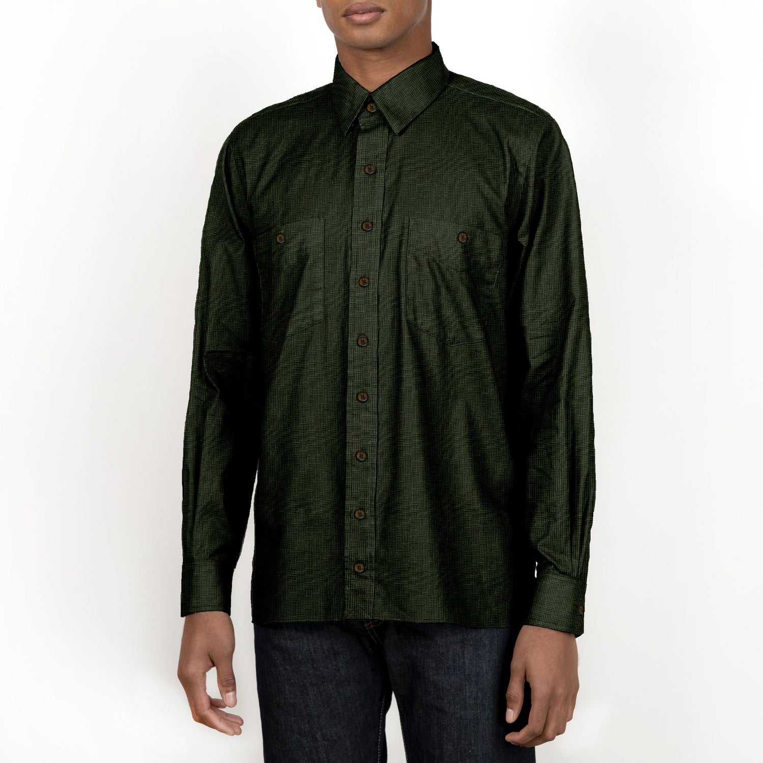 The Forest Green Wave Dobby Shirt